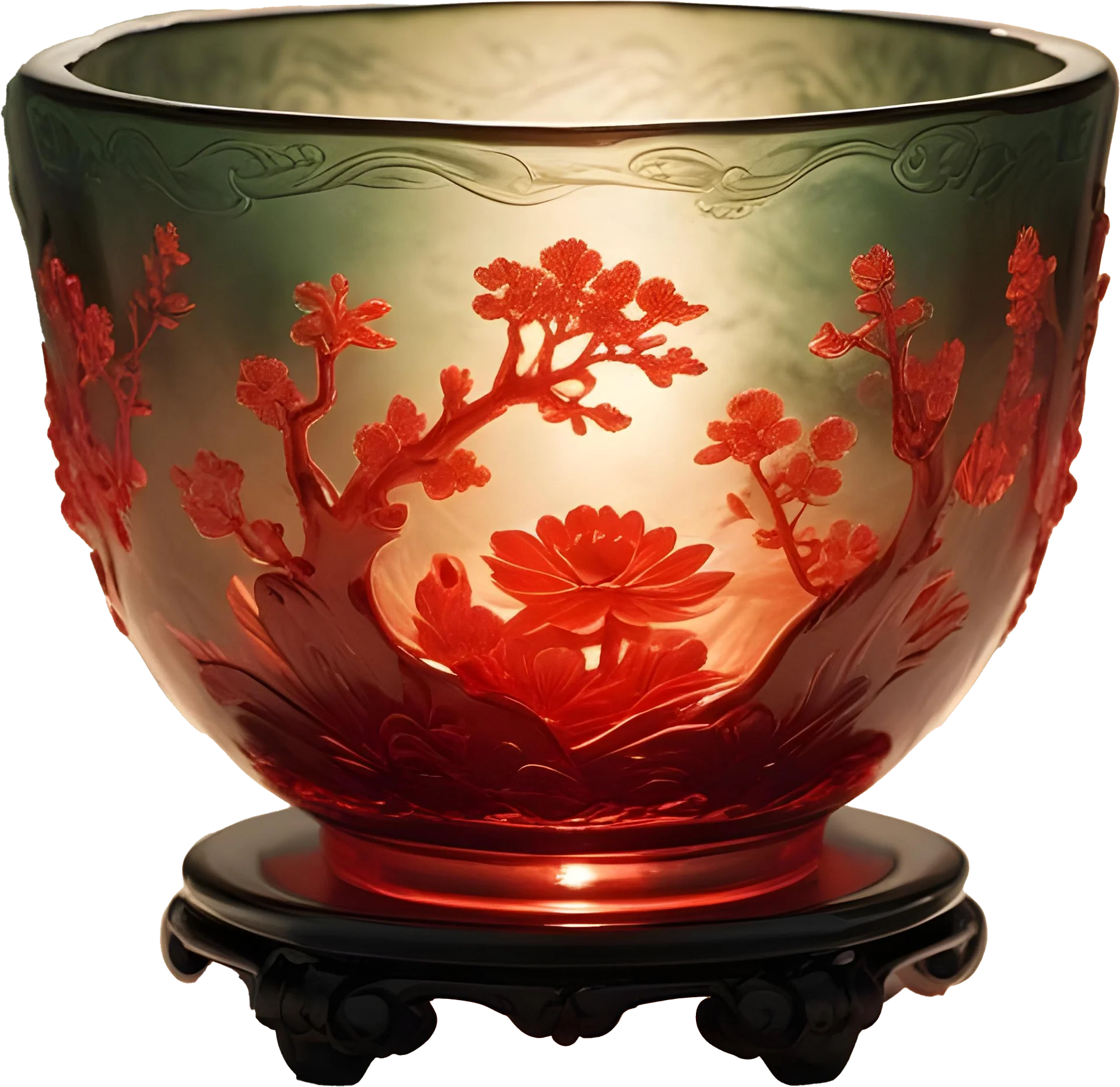Chinese Glass Bowl – Radiant Floral Elegance PNG product image (1)