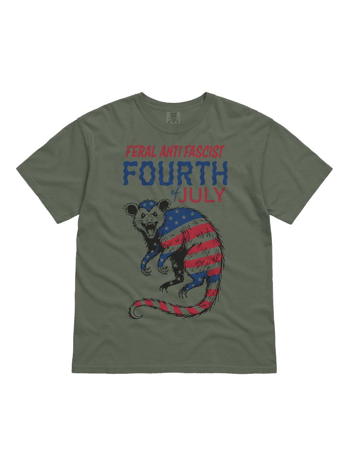 Feral Opossum Anti Fascist Fourth Of July T Shirt product image (1)