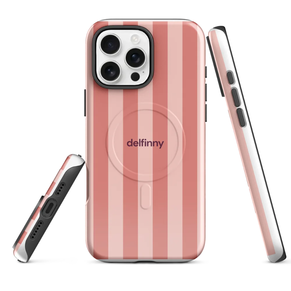Striped Phone Case for iPhone 16 & 17 Series – MagSafe Compatible (Glossy Dusty Coral) product image (1)