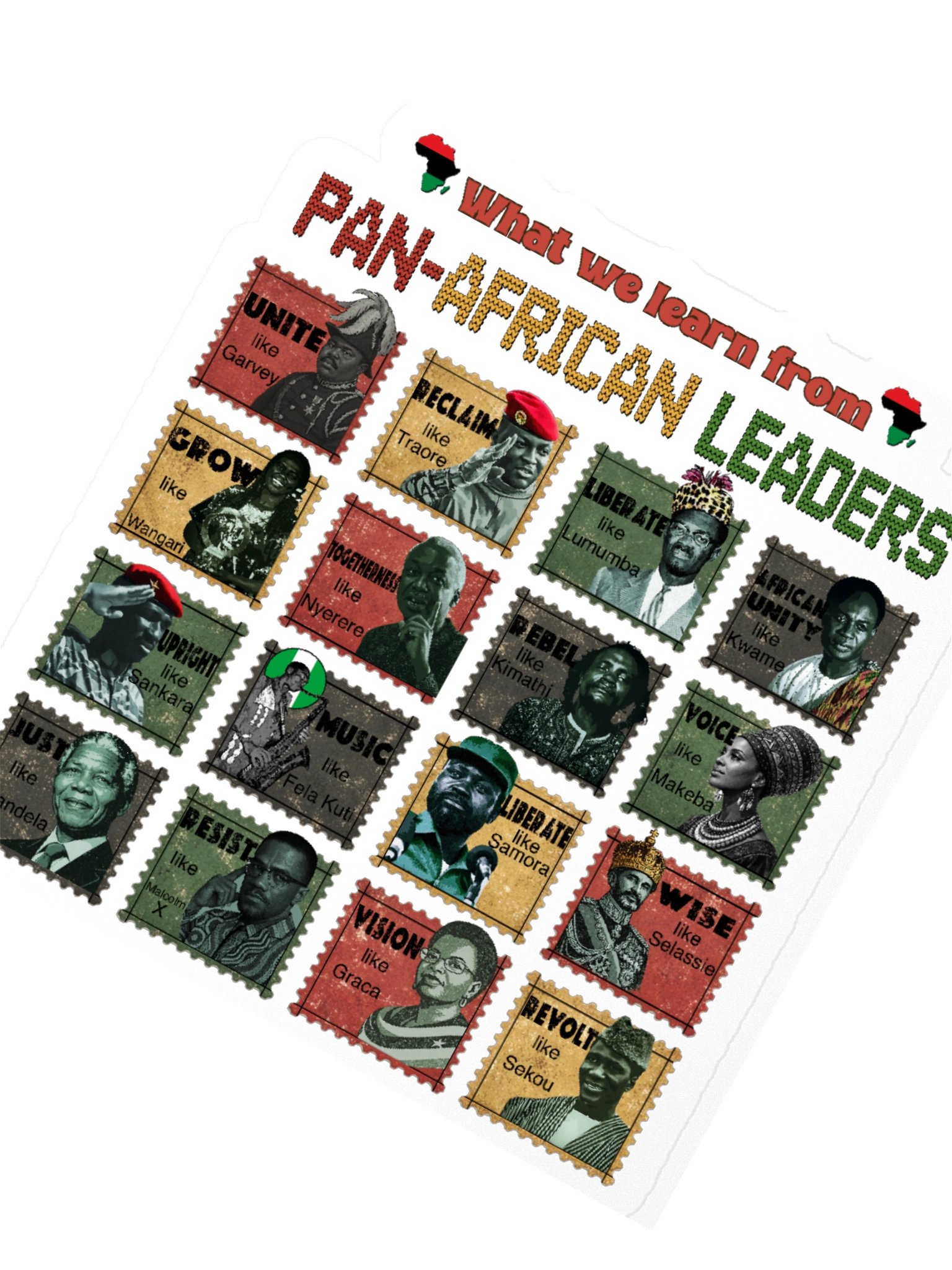 Pan-African Leaders Vintage Stamp Sticker | Vinyl Kiss Cut product image (6)