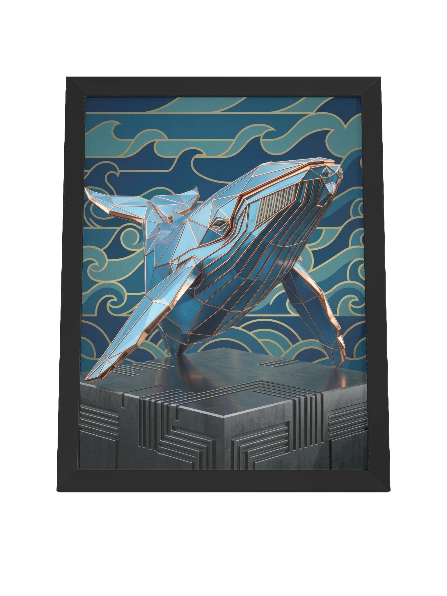 Dazzling Geometric Whale Framed Poster - Neo-Deco Luxury Wall Art product image (4)