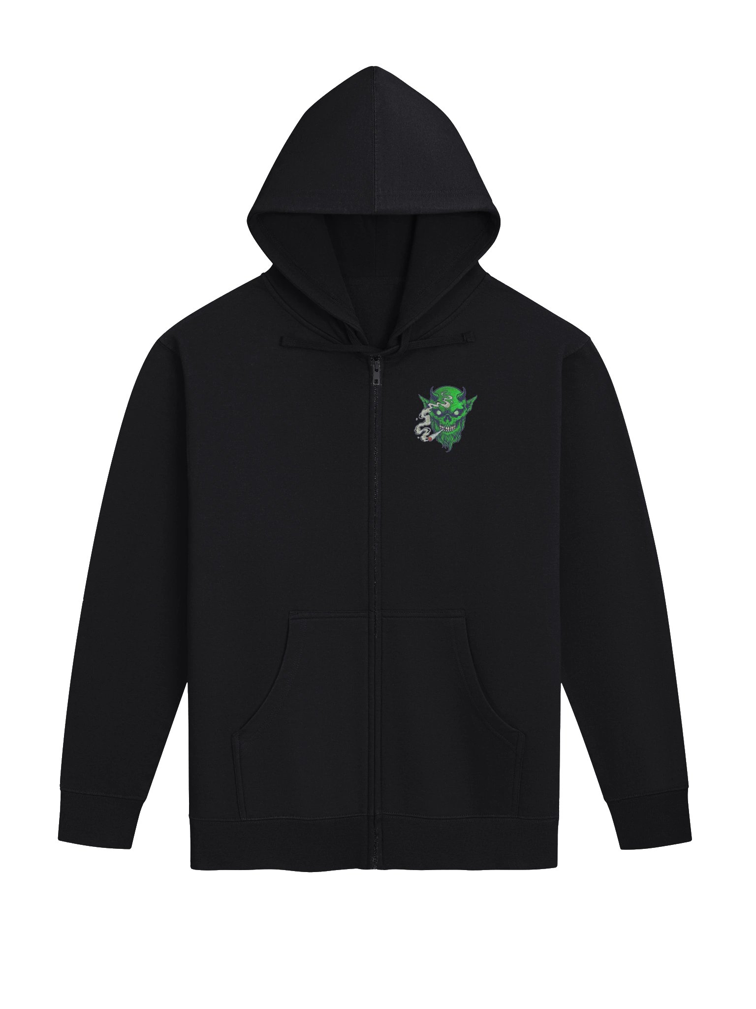 Demon Smoke Skull Fleece Zip-Up Hoodie product image (1)