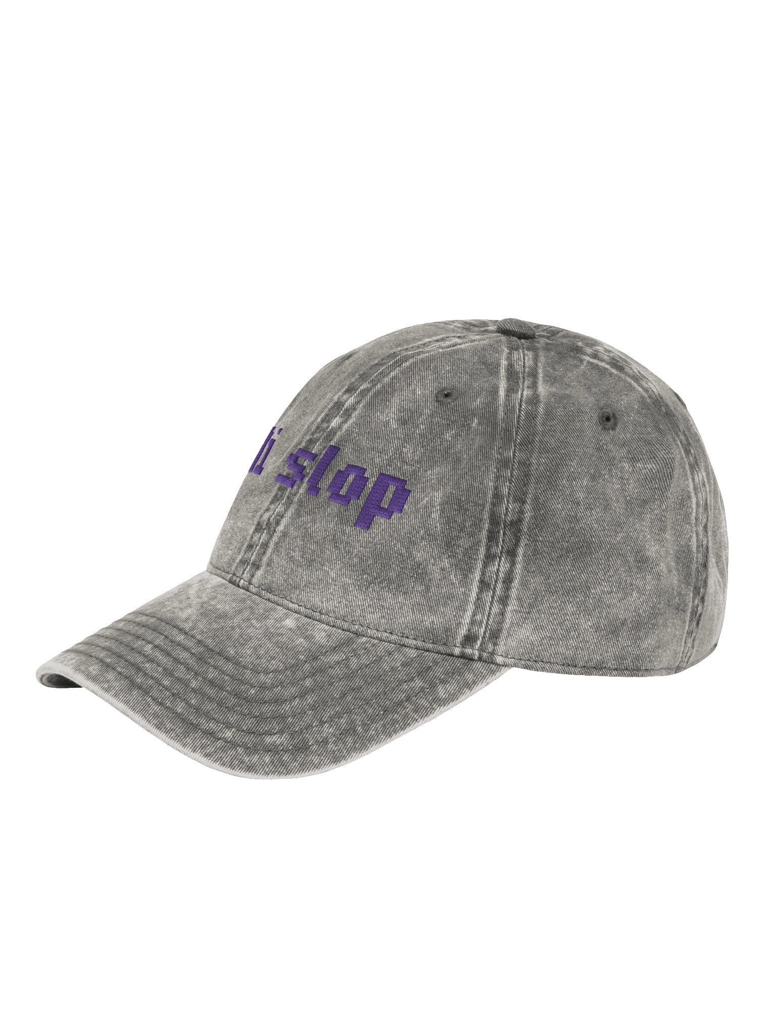Ai slop Pixel Slop Charcoal Vintage Wash Dad Hat product image (3)