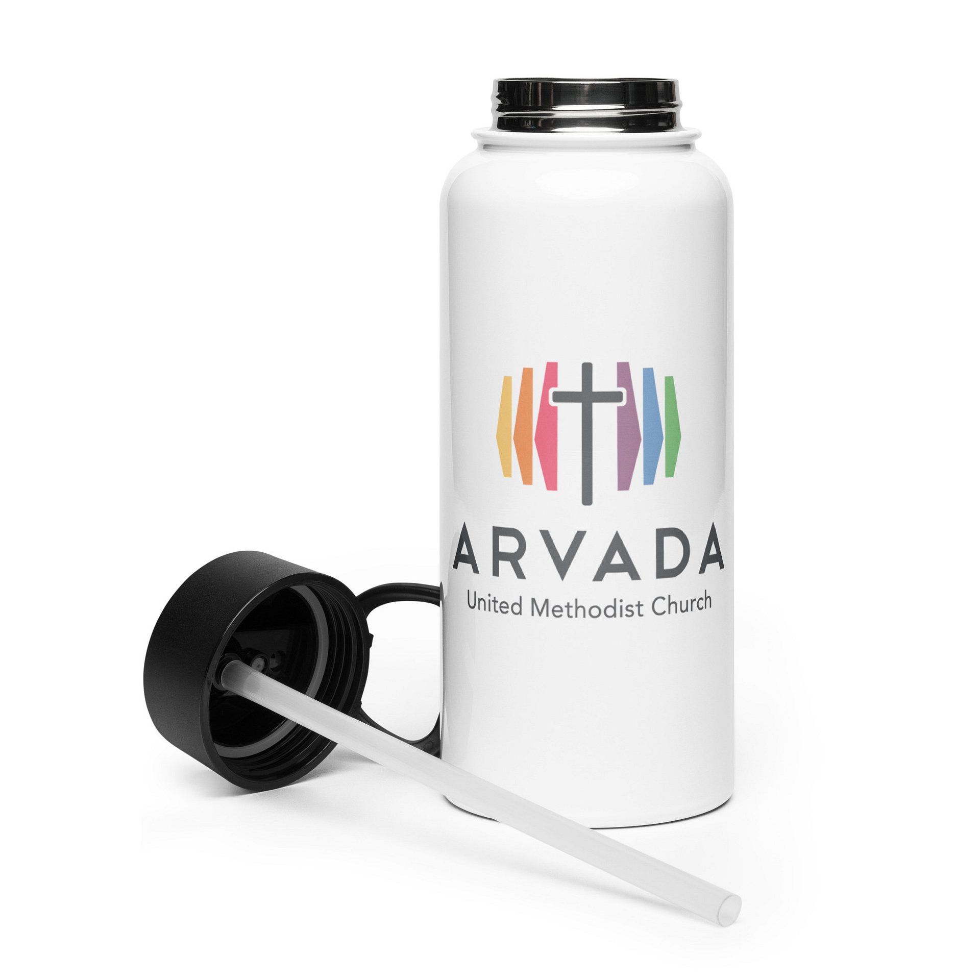 AUMC Logo and Mission Tag Stainless Steel Water Bottle with Straw Lid product image (2)