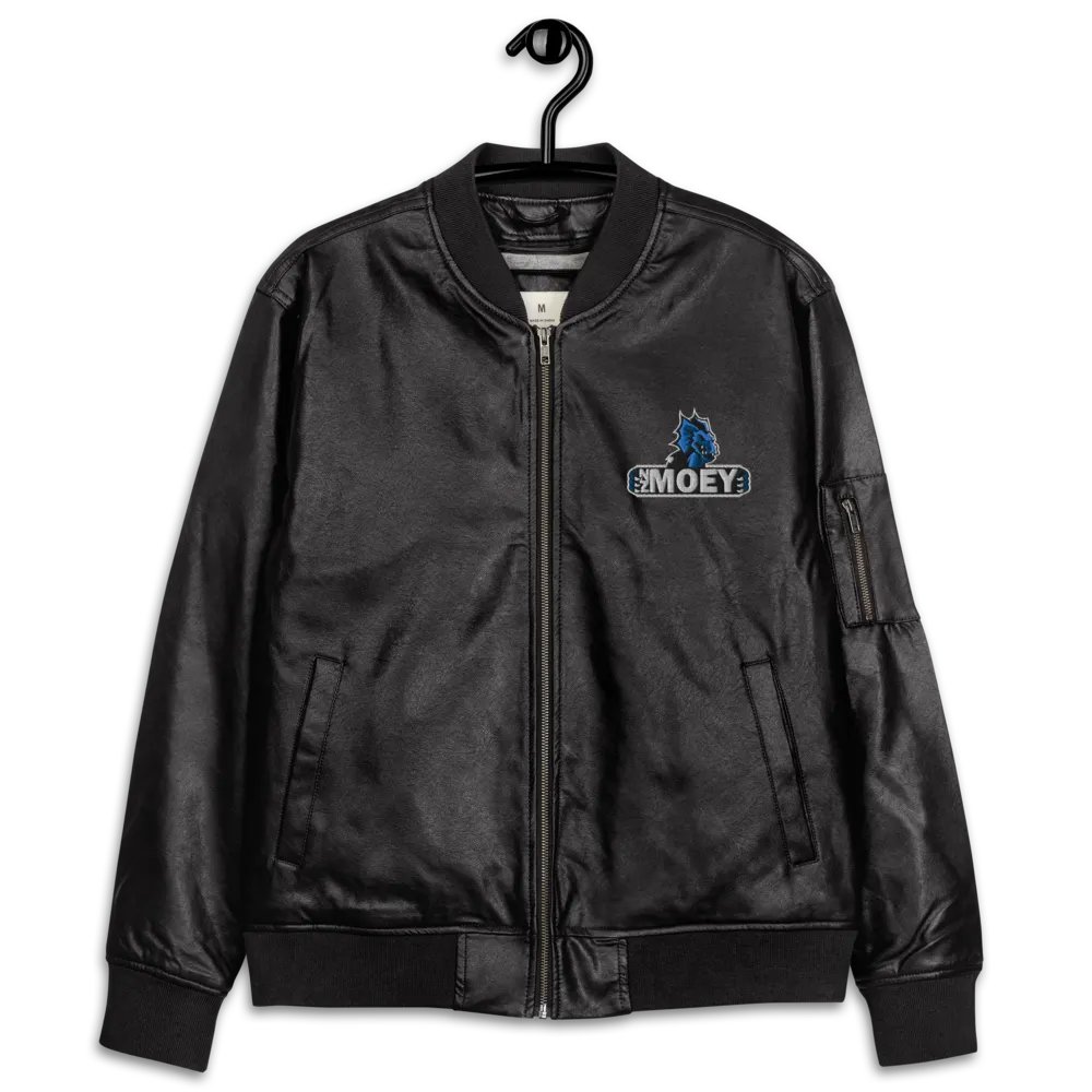 NZMOEY Logo Threadfast Apparel Faux Leather Bomber Jacket product image (11)