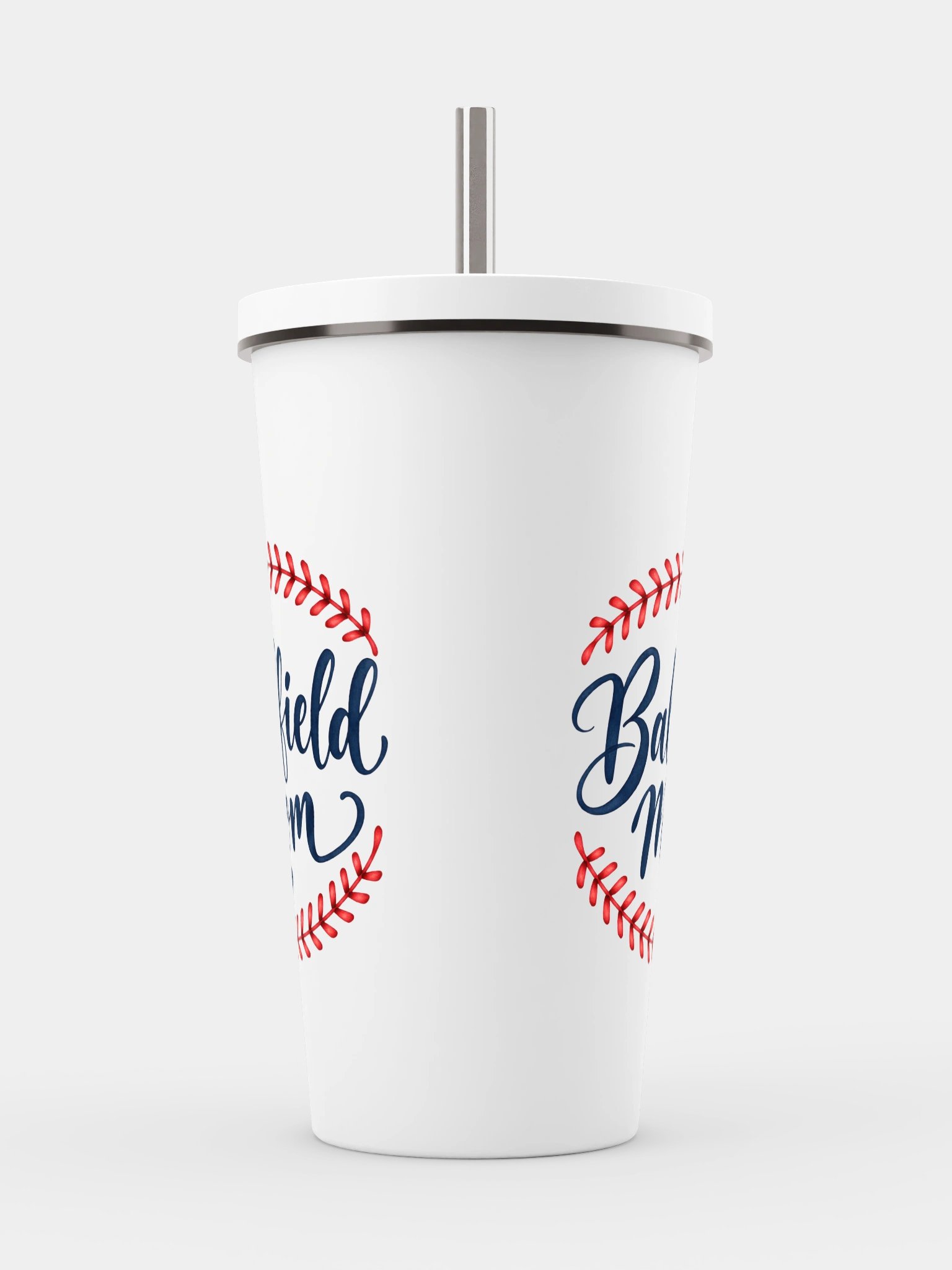 Ballfield Mom Baseball Stitch Tumbler | Cup with Straw product image (2)