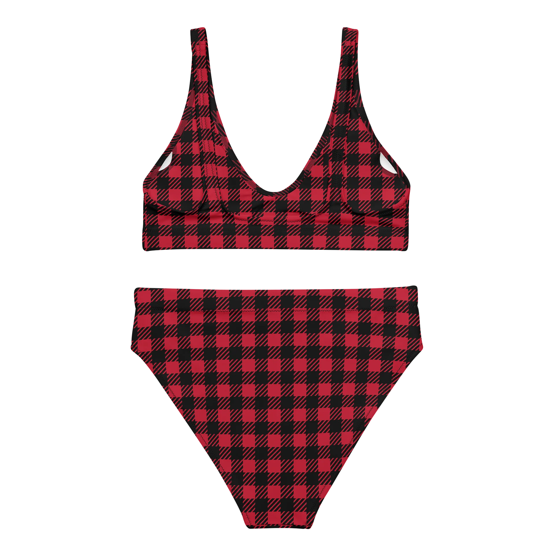 Red Plaid High-Waist Bikini product image (3)