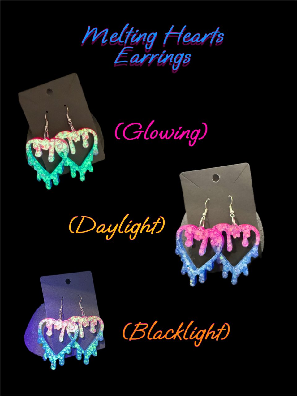 Resin Earrings - Dripping Hearts product image (1)