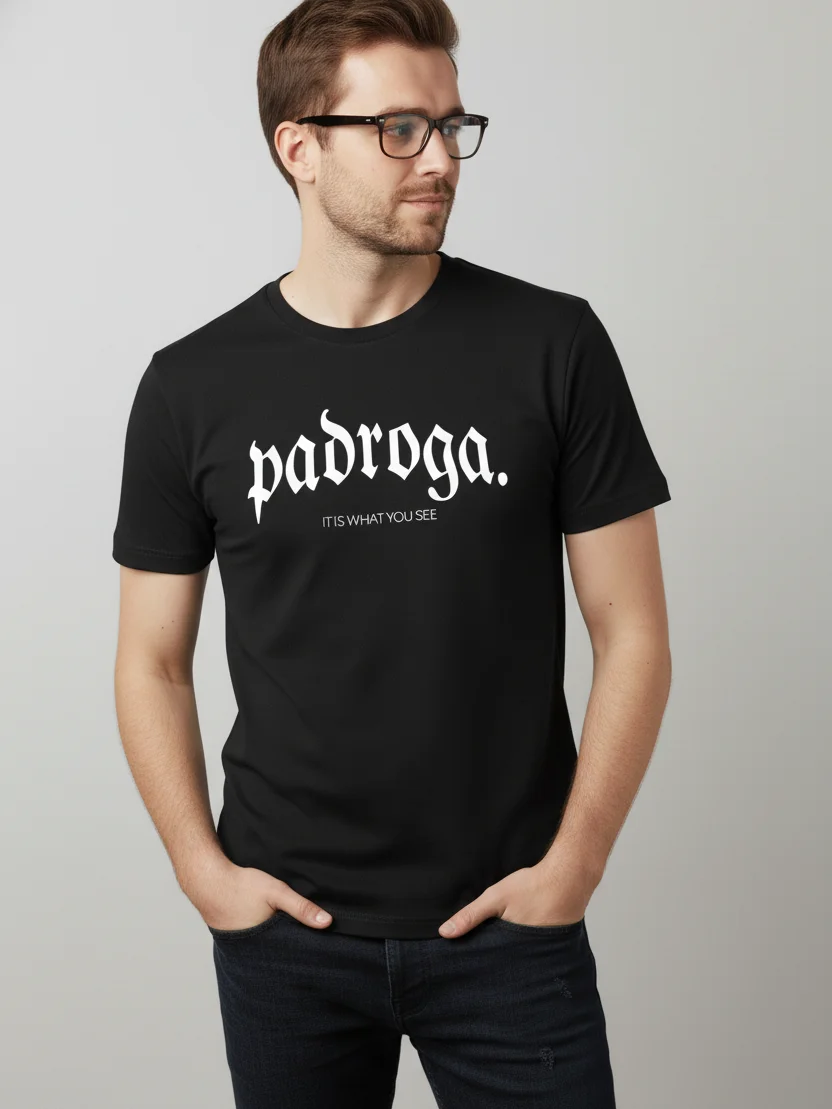 padroga. essentials black tshirt arc logo product image (3)