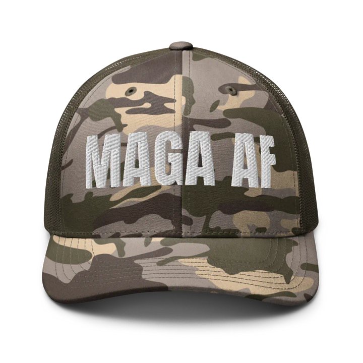 MAGA AF Camo Trucker Hat (White Letters) product image (1)