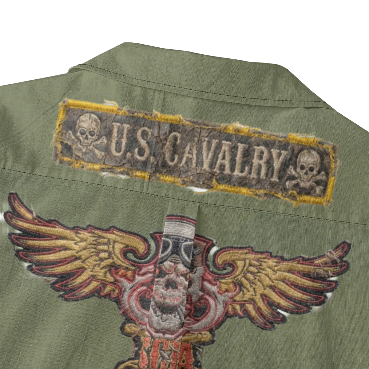 USCRA Premium OD Green Distressed Club Shirt 100% Cotton product image (6)