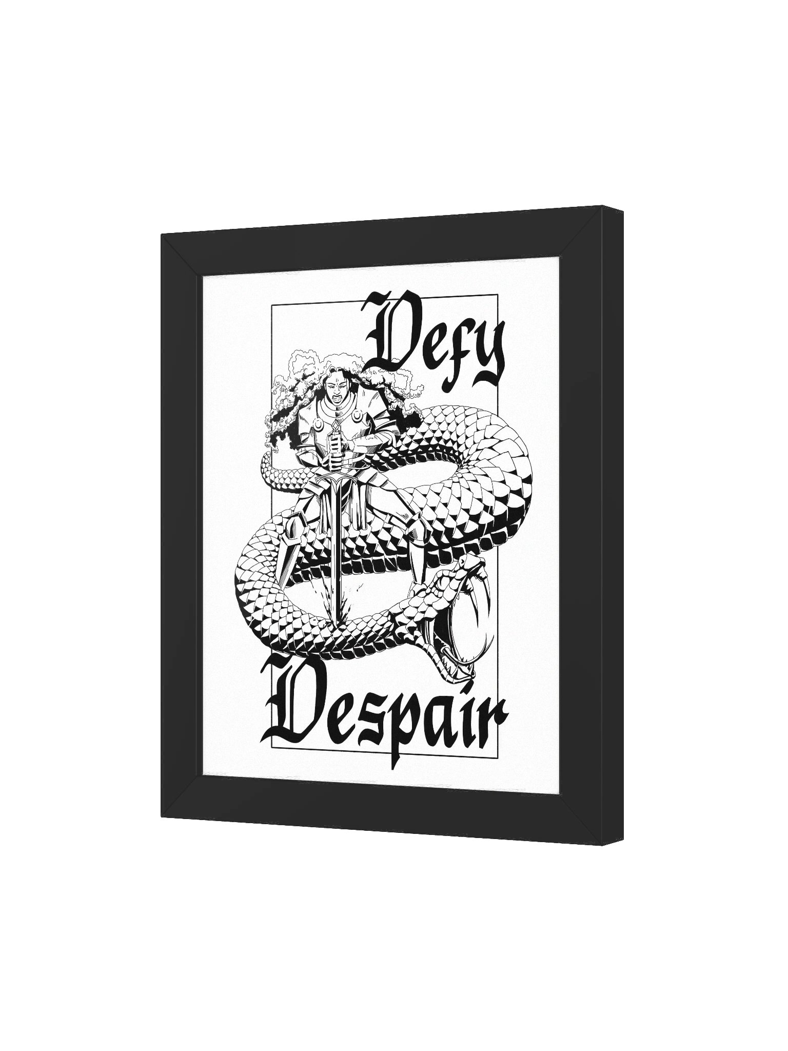 DEFY DESPAIR framed poster (B&W) product image (15)