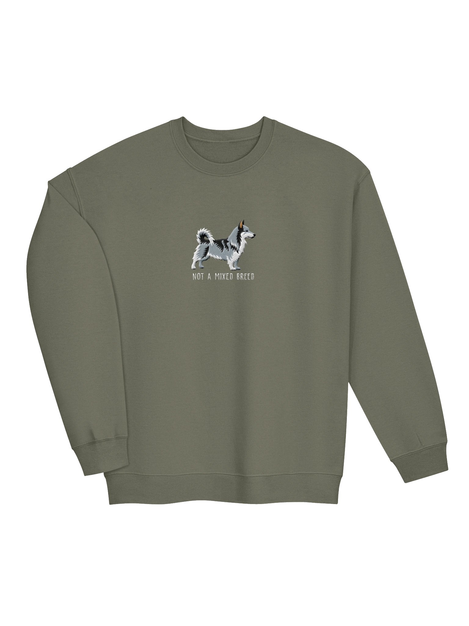 Not a Mixed Breed Sweatshirt (Embroidered) of a Swedish Vallhund(Gray) product image (6)