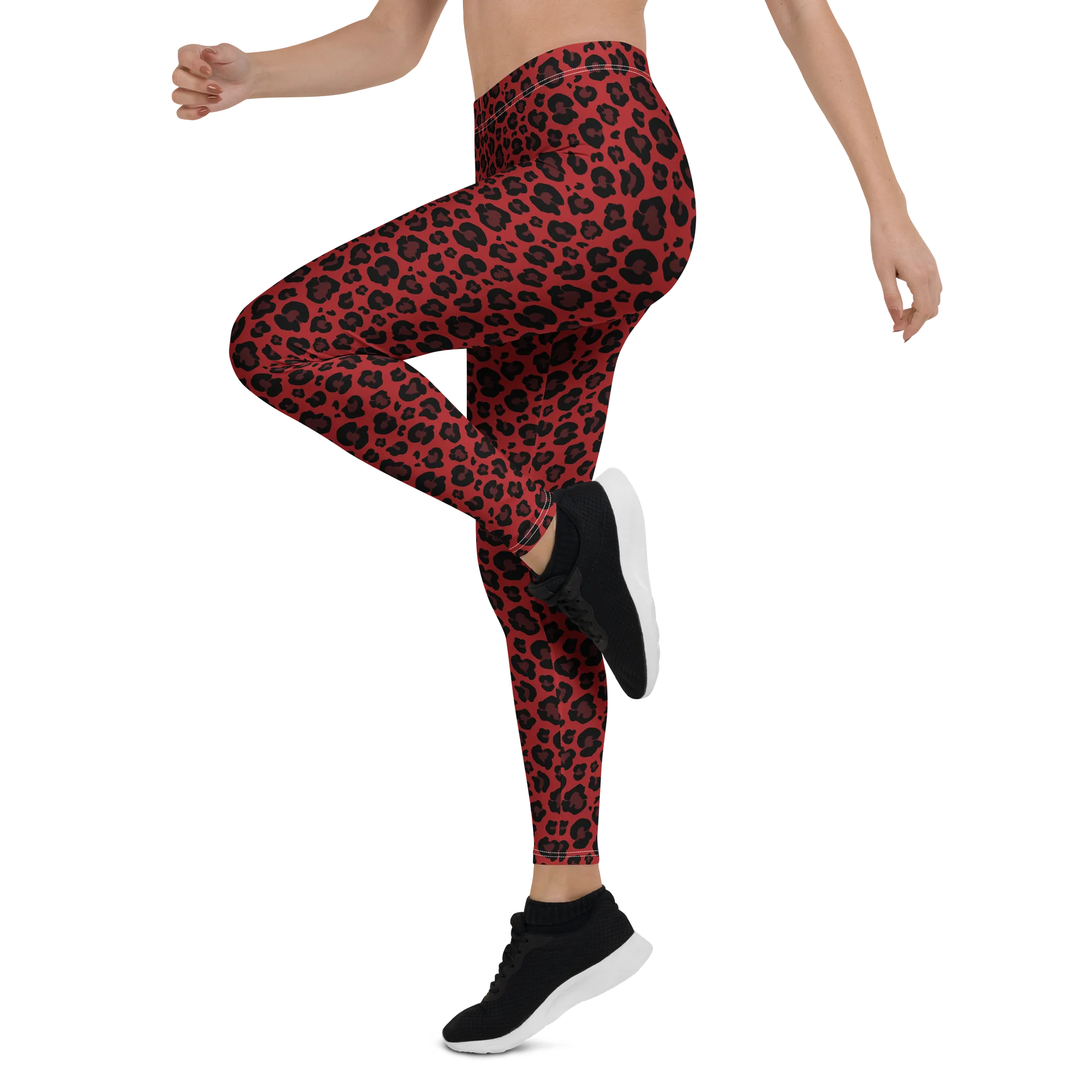 Bold Red Leopard Print Leggings for Active Wear product image (4)