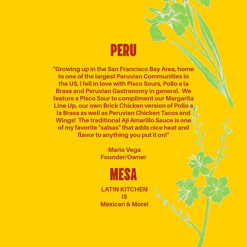 Peru has a a few influences on our menu from our beloved Peruvian Chicken Wings, to Peruvian Chicken Tacos and Peruvian Brick...