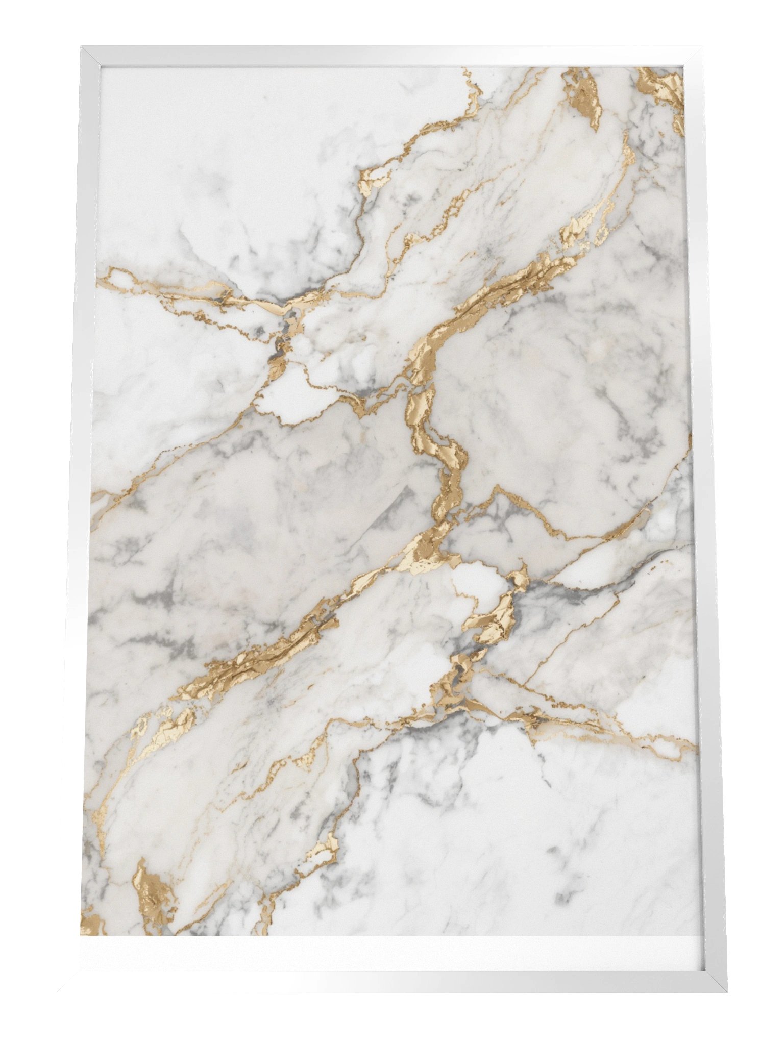 Golden Veins Marble Wall Art | Elegant White & Gold Abstract Decor -61×91 cm product image (5)