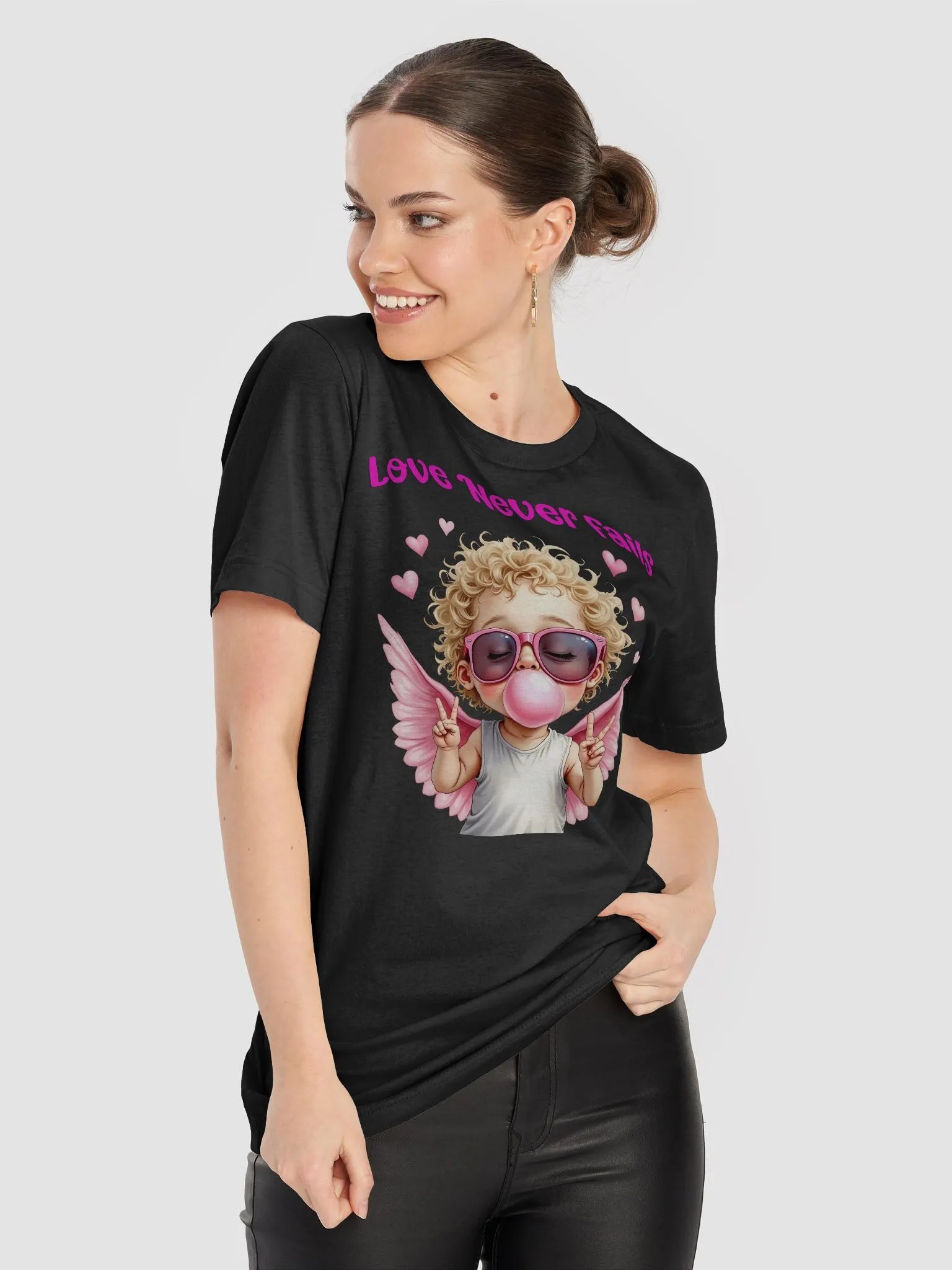 Love Never Fails Valentine Retro Cupid Valentine's Day T-Shirt product image (4)