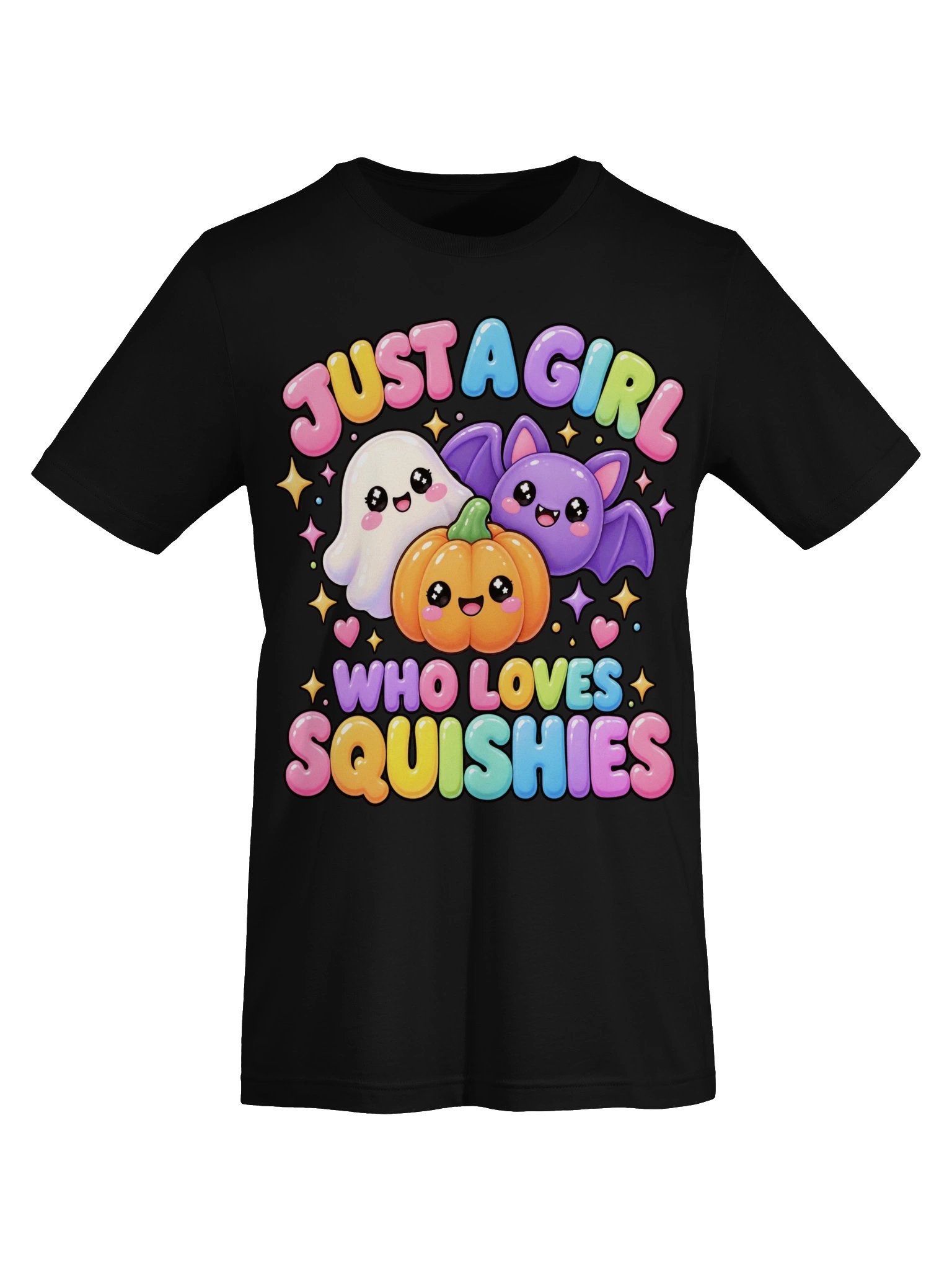 Just a Girl Who Loves Squishies T-Shirt | Cute Kawaii Squishy Characters, Halloween Squishy Ghost Pumpkin Bat tee, Halloween Gift for Girls product image (6)