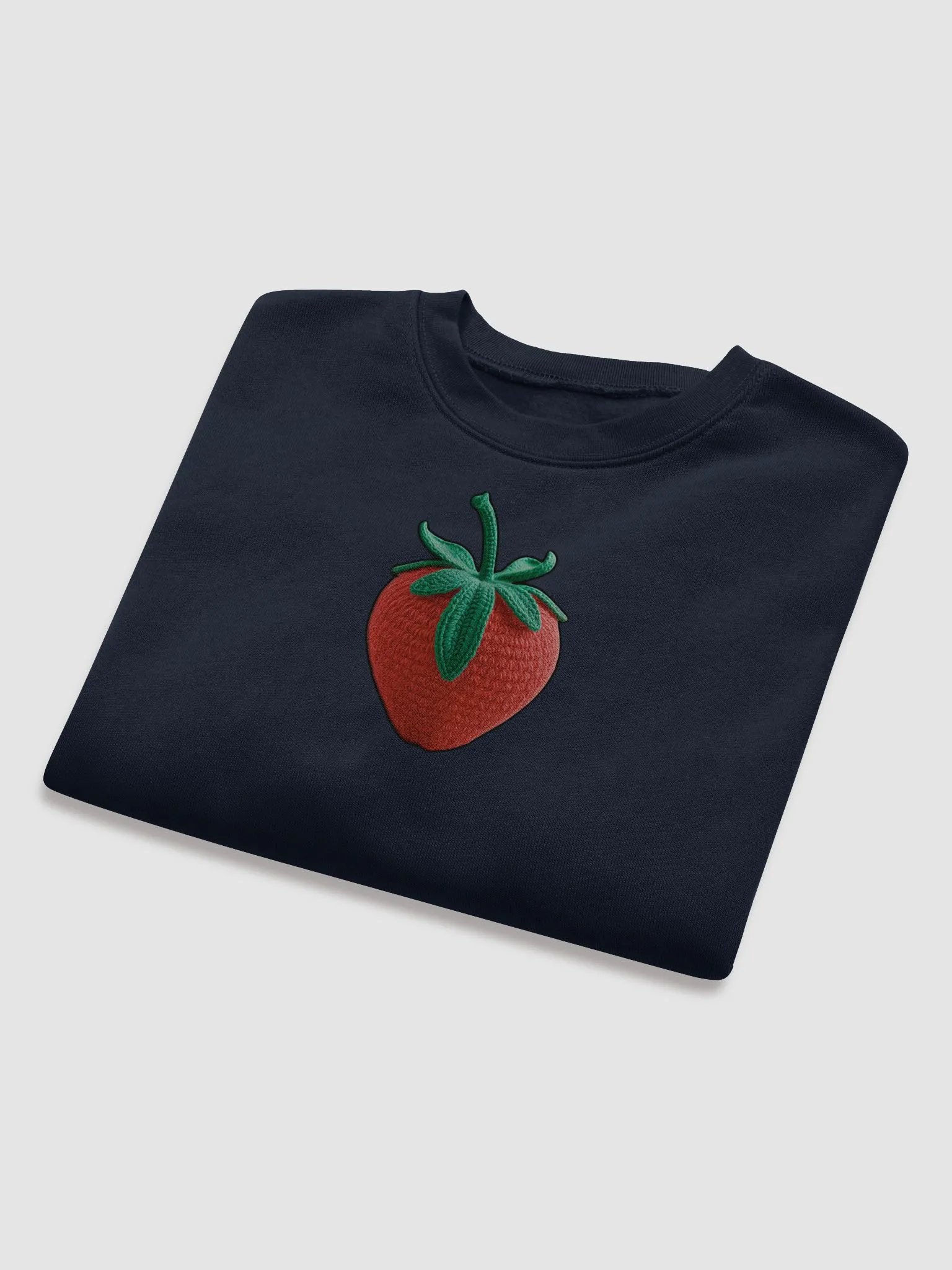 CozyAvocado Women's Navy Fleece Crop Sweatshirt Strawberry #1 product image (8)