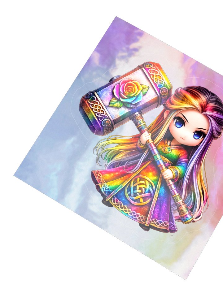 Rainbow Chibi Warrior Holographic Sticker Sheet product image (4)