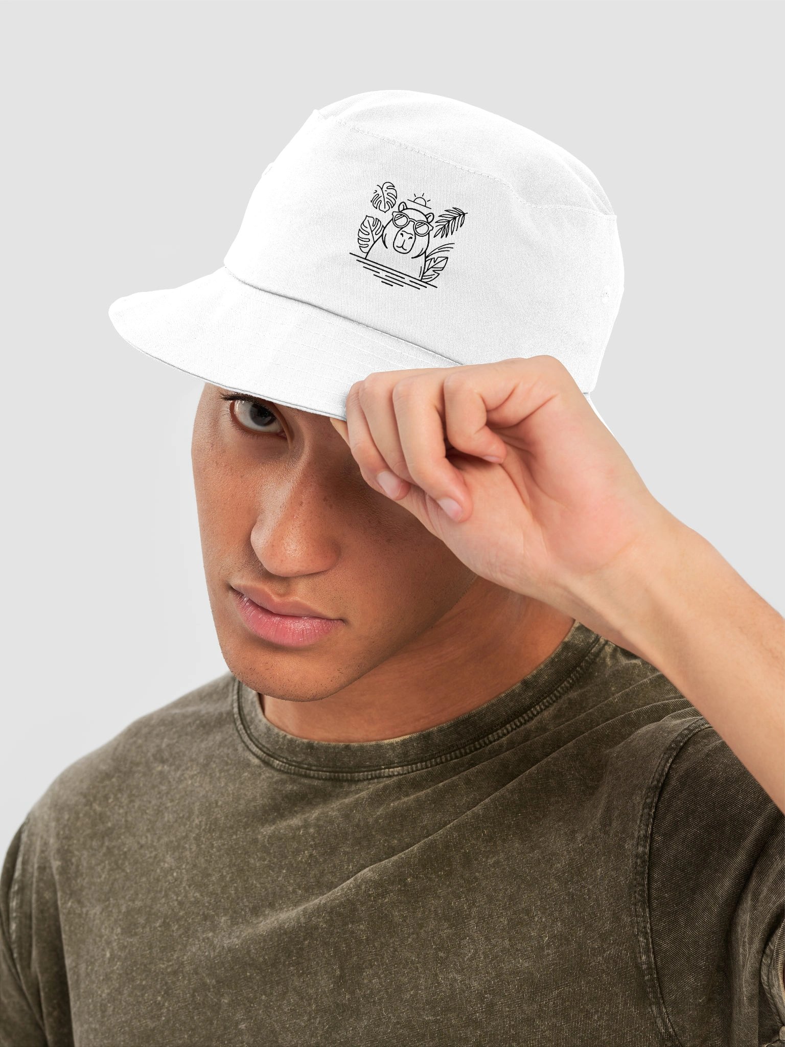 Quiet Tropics Bucket Hat Signature Capybara Flexfit Hat in Refined Travel Embroidered Silhouette product image (3)