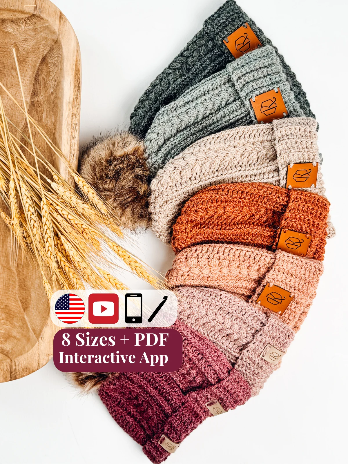 Autumn Wheat Crochet Hat Pattern - 8 Sizes product image (1)