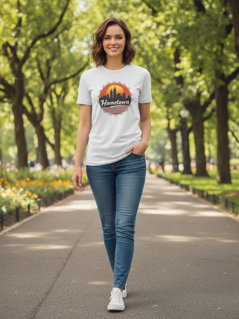 Hometown Vintage City Skyline T-Shirt - Retro Urban Cityscape Tee - Bella Canvas 3001 Unisex Shirt product image (3)