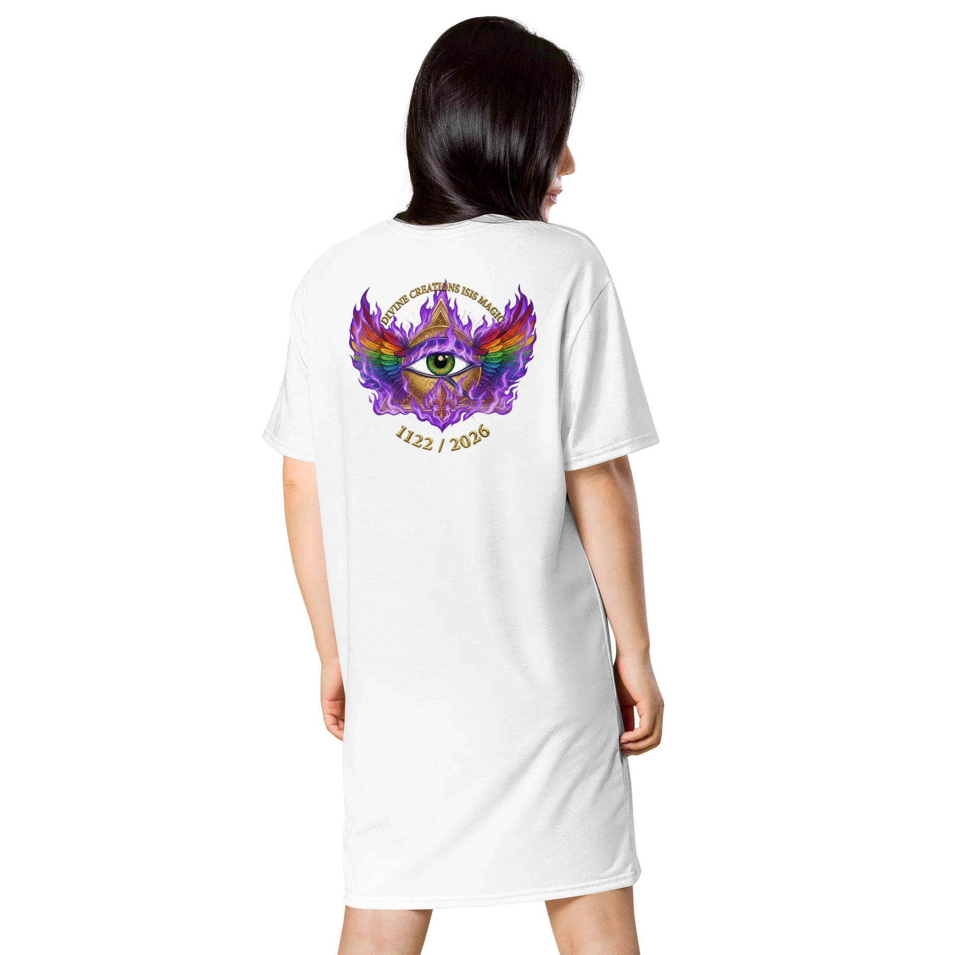 Purple Flame Cat Graphic T-Shirt Dress product image (4)