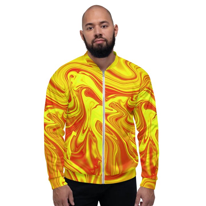Unisex Bomber Jacket - Yellow and Red Digital Fluid Art product image (2)