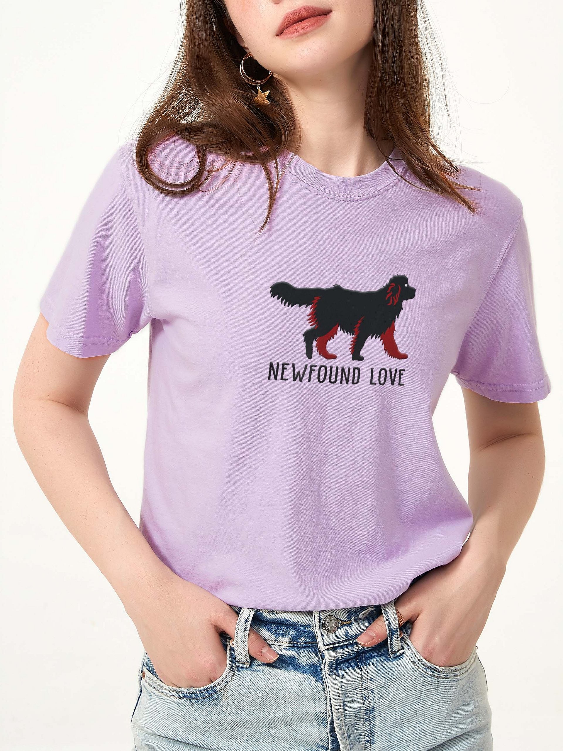 Newfound Love T-Shirt(Embroidered) of a Newfoundland(Black) product image (2)
