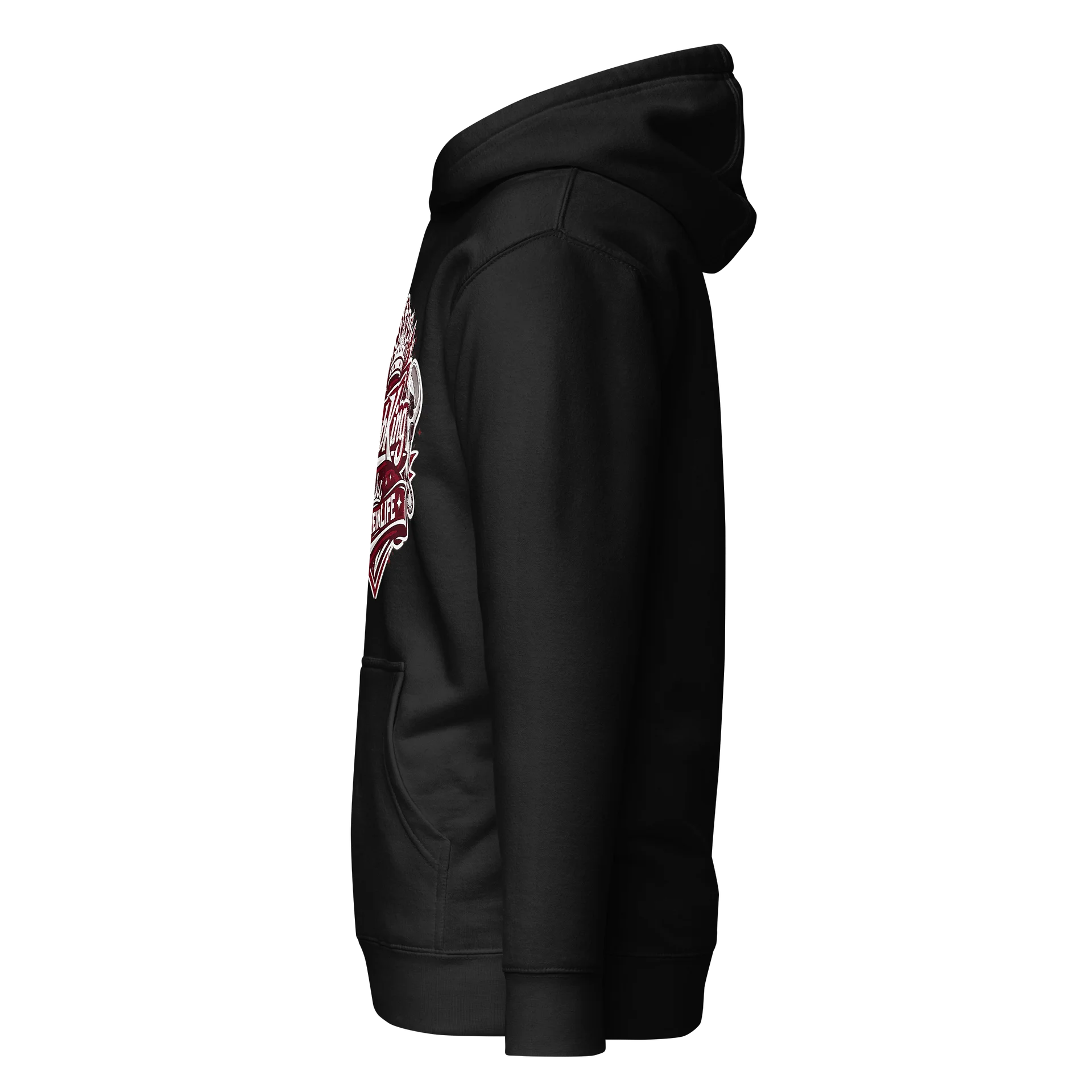 NoobKing x BmoreInLife Maroon & White Hoodie – Custom Gaming Edition product image (3)