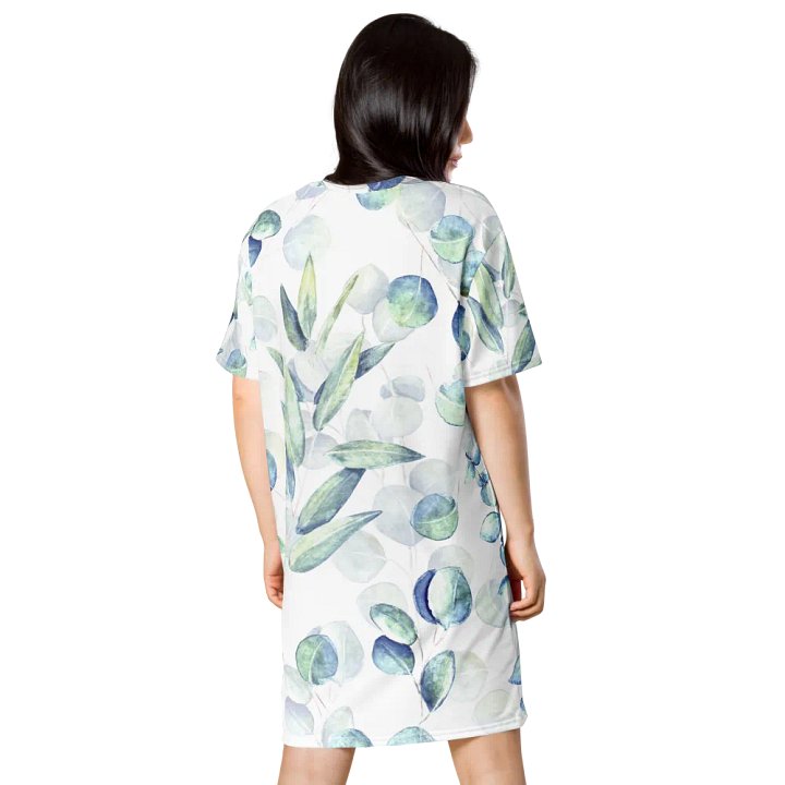 Watercolour Eucalyptus Branches and Leaves Pattern T-shirt Dress product image (2)