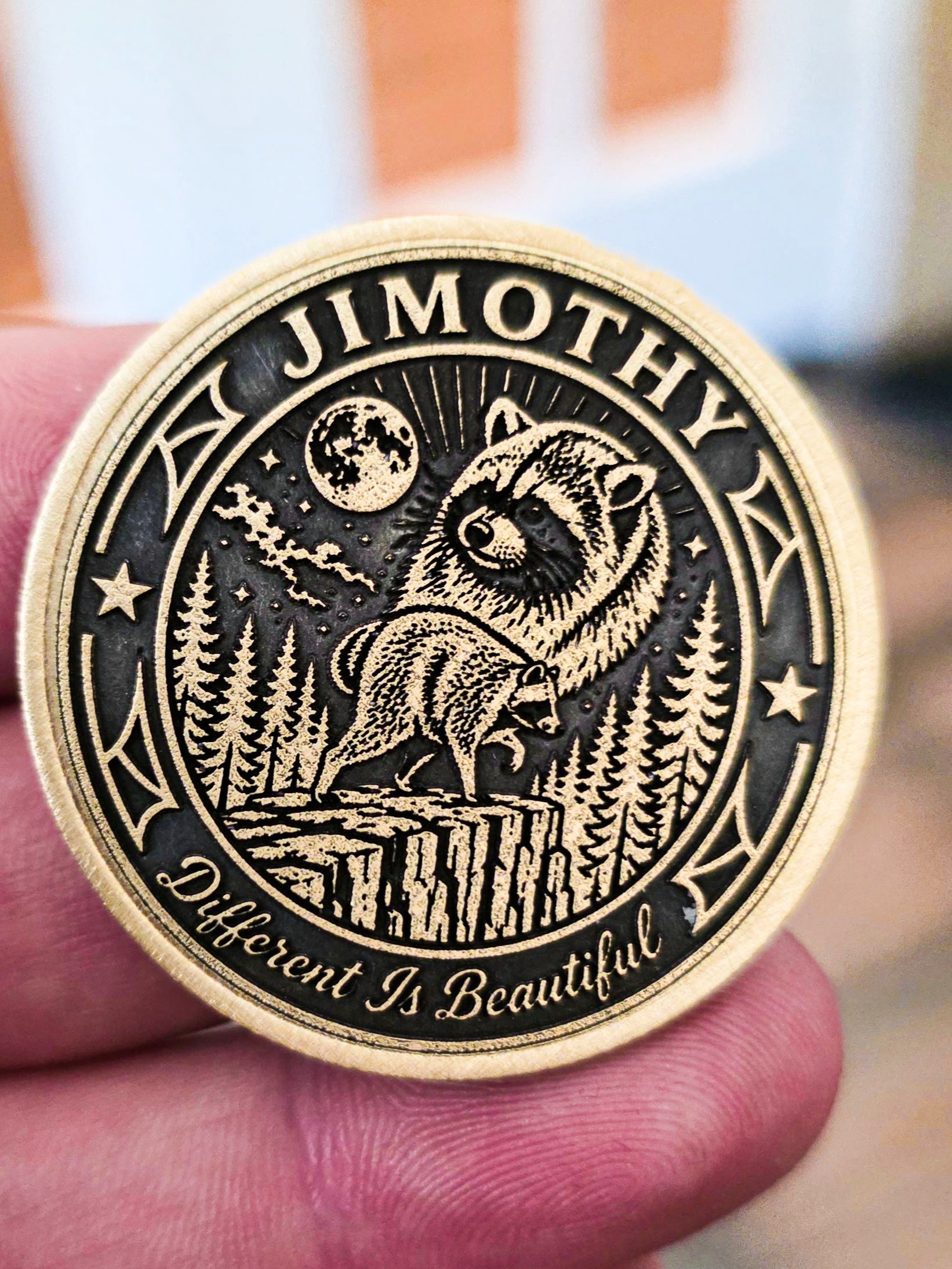 Jimothy, Different Is Beautiful Brass Coin Magnet - Jimothy Merch product image (1)