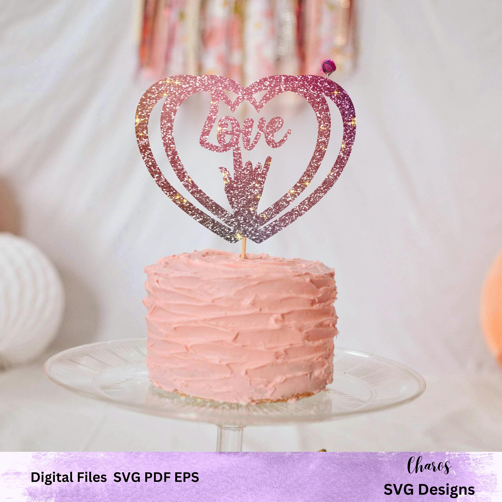 Hearts of Love ASL Cake Topper product image (1)