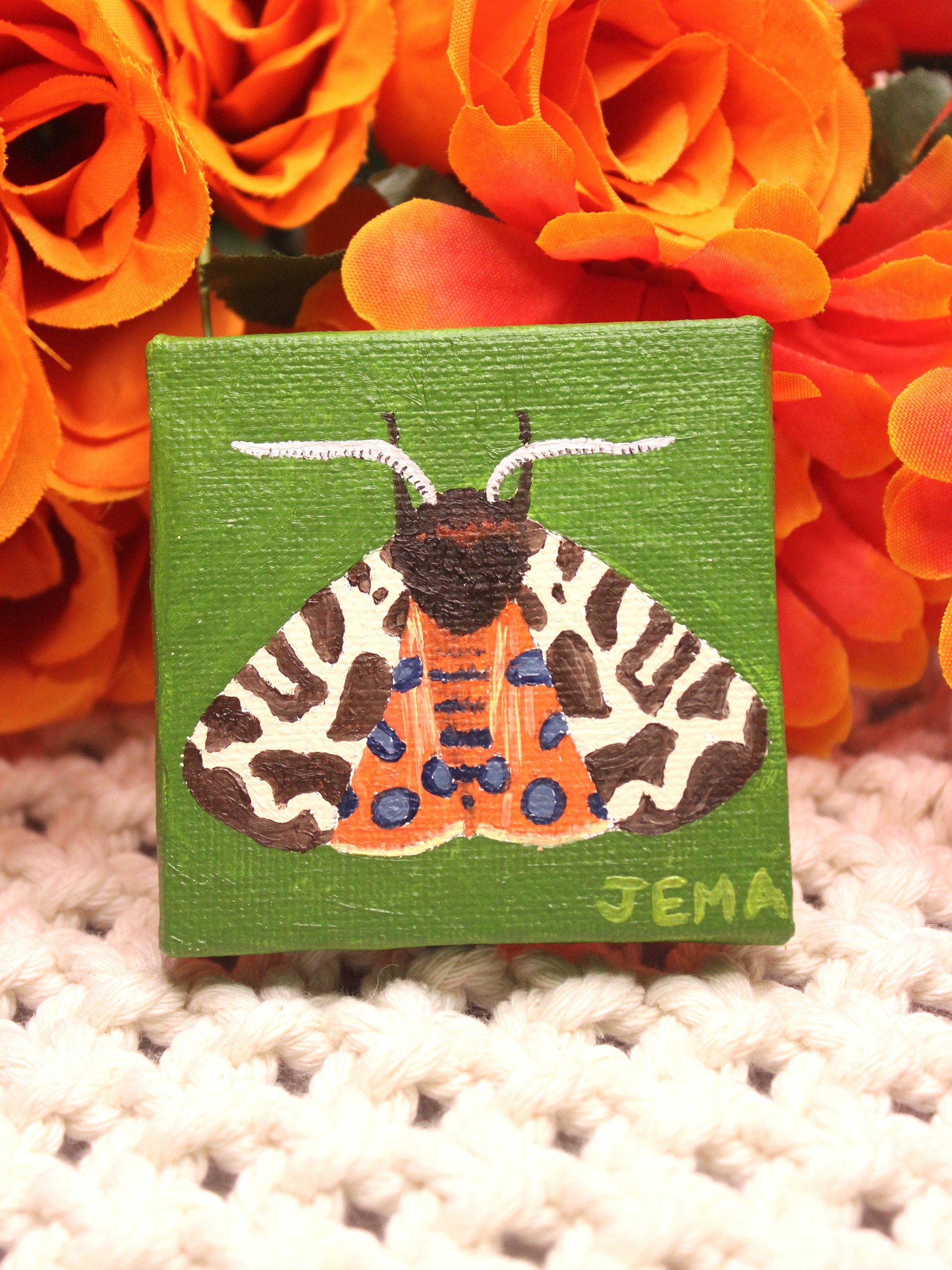 Garden Tiger Moth Mini Oil Painting product image (1)