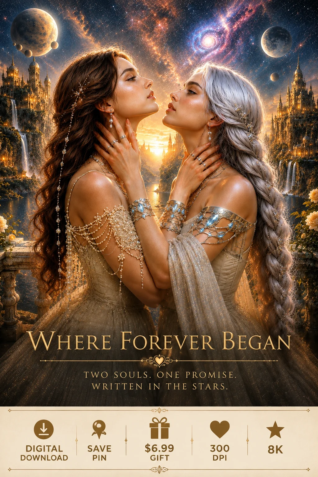 Where Forever Began Fantasy Romance Wall Art | Celestial Love Digital Download | LGBTQ Gift Print product image (1)