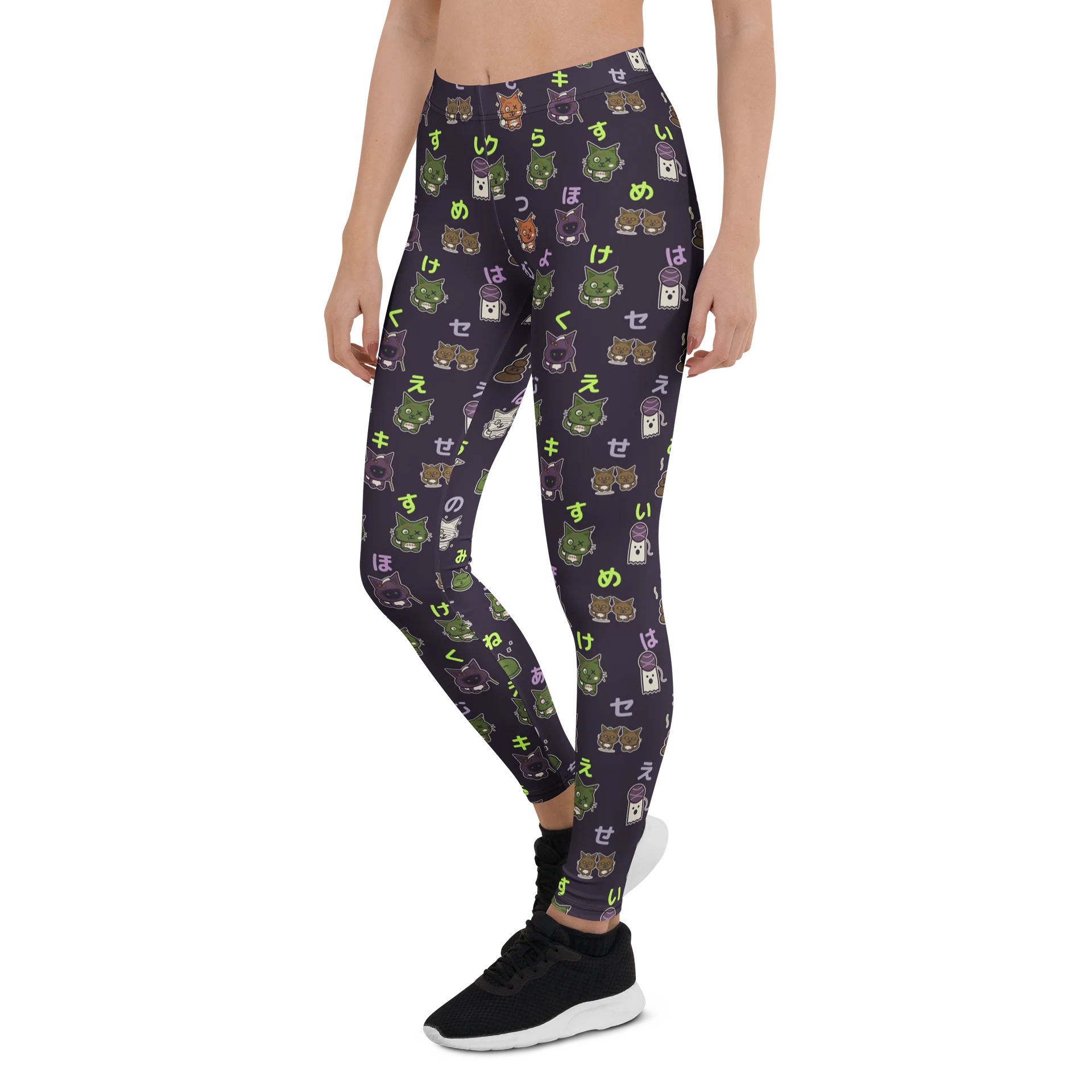 Zombie Cat Kana All-Over Print Leggings product image (3)