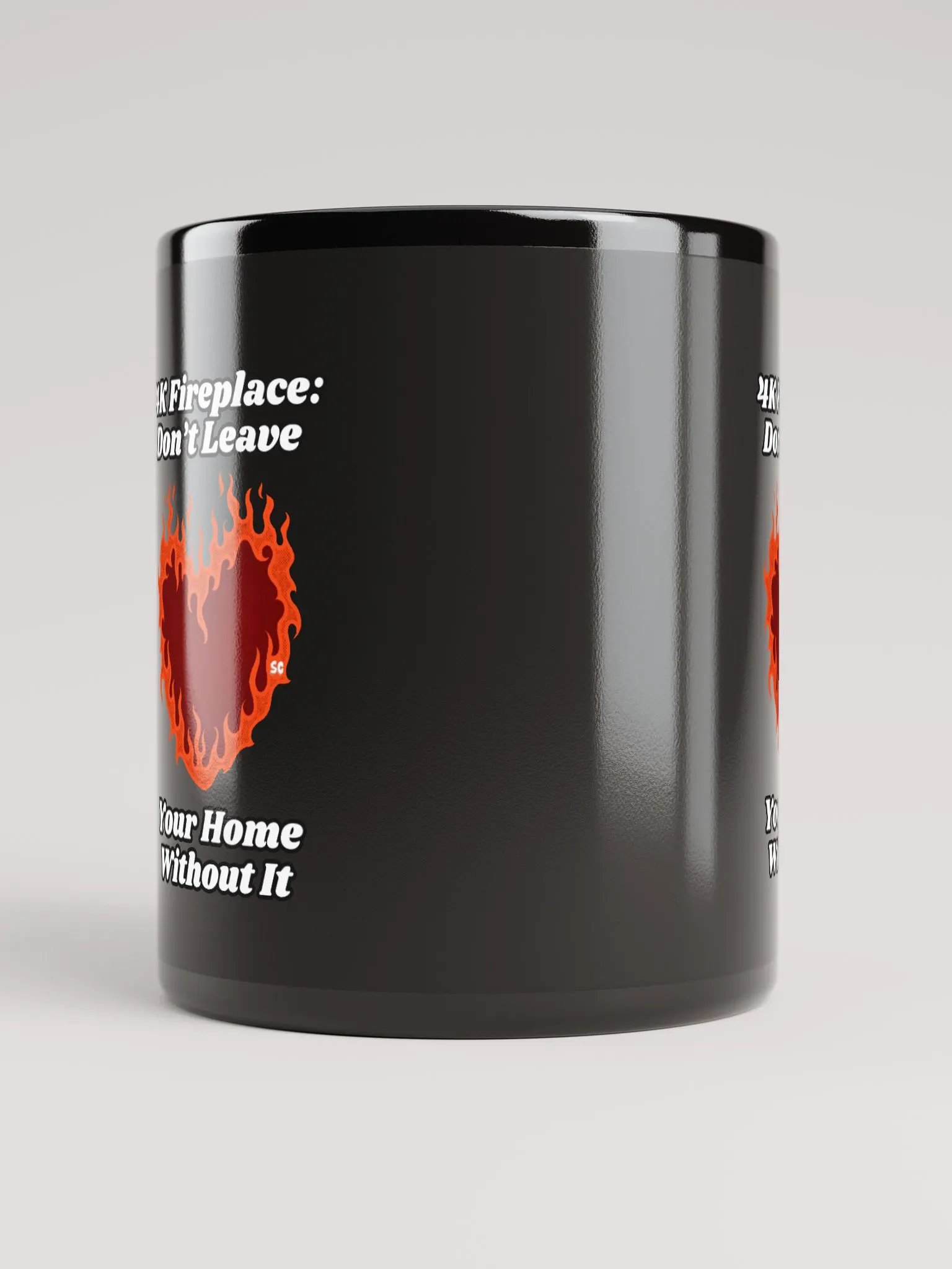 Flaming Heart - 4K Fireplace: Don't Leave Your Home Without It | Black Glossy Mug product image (5)