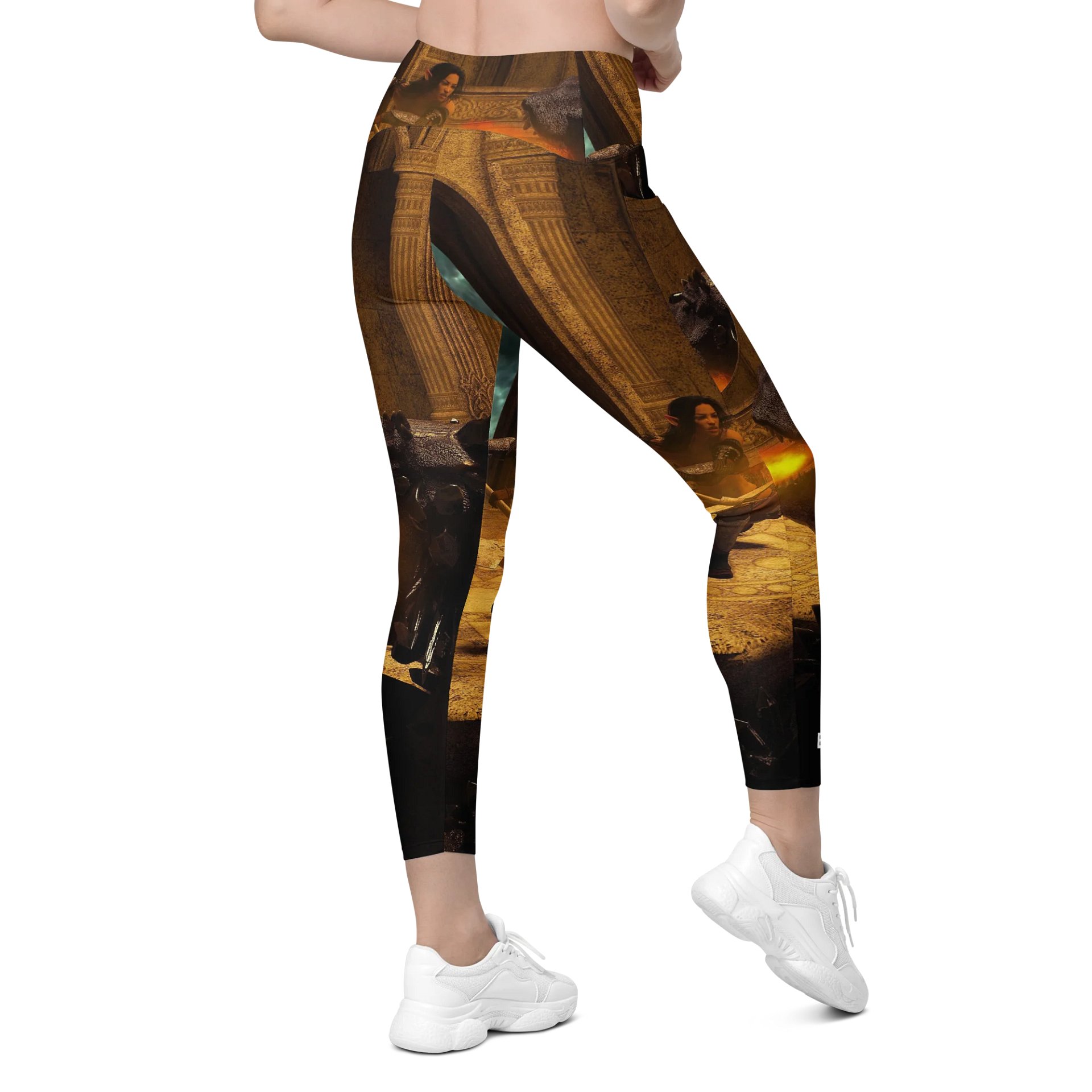 'Elven Stories - Warriors Cry Too' Crossover Leggings with Pockets product image (9)