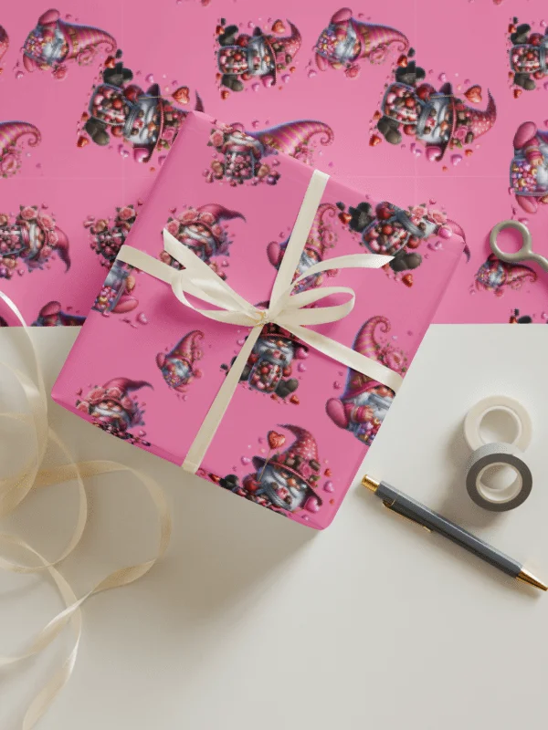 Be Mine Valentine Gnome Wrapping paper set of 3 product image (5)