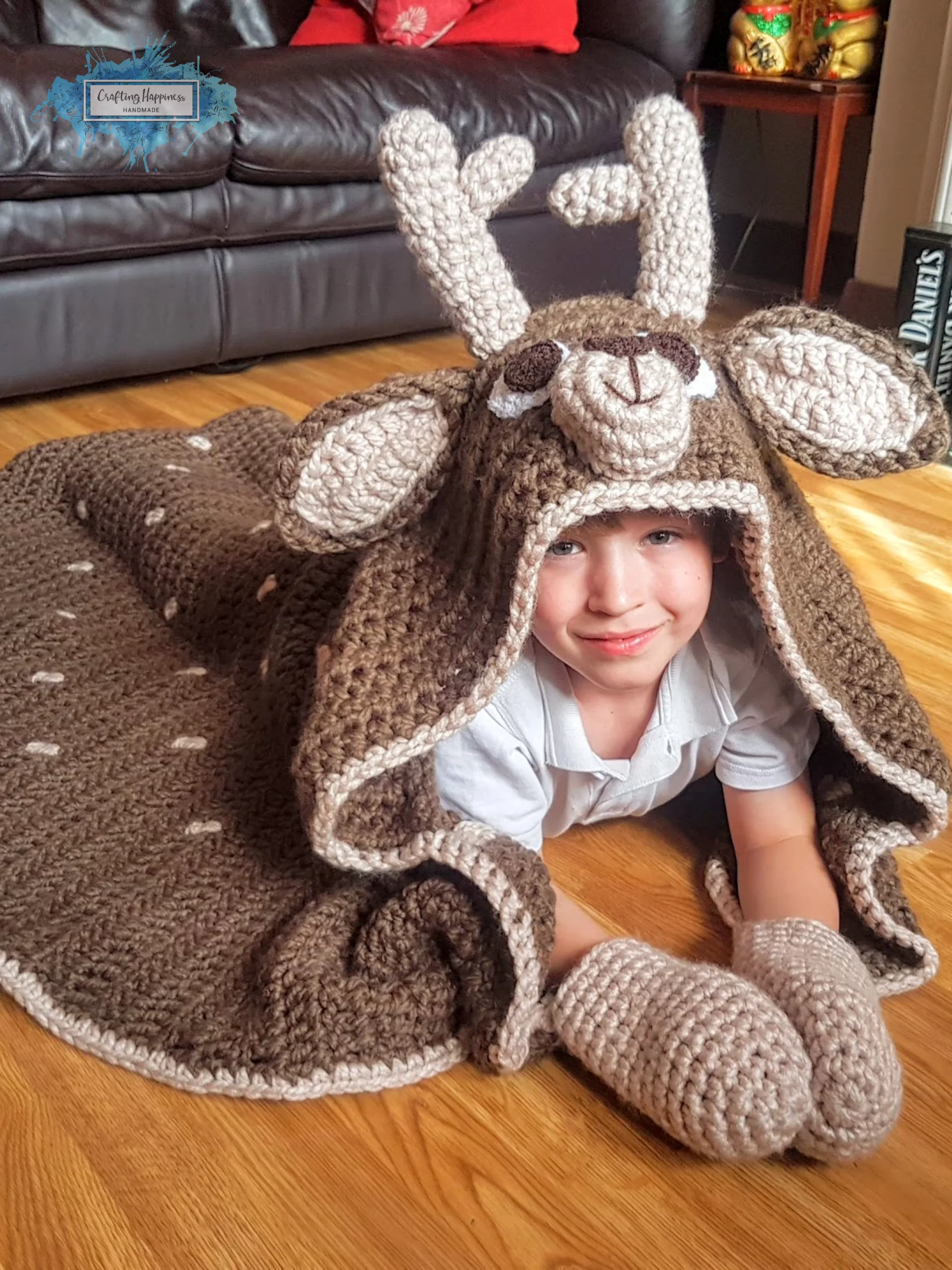 Deer Hooded Blanket Crochet | Chunky Animal Blanket (PDF Pattern product image (1)