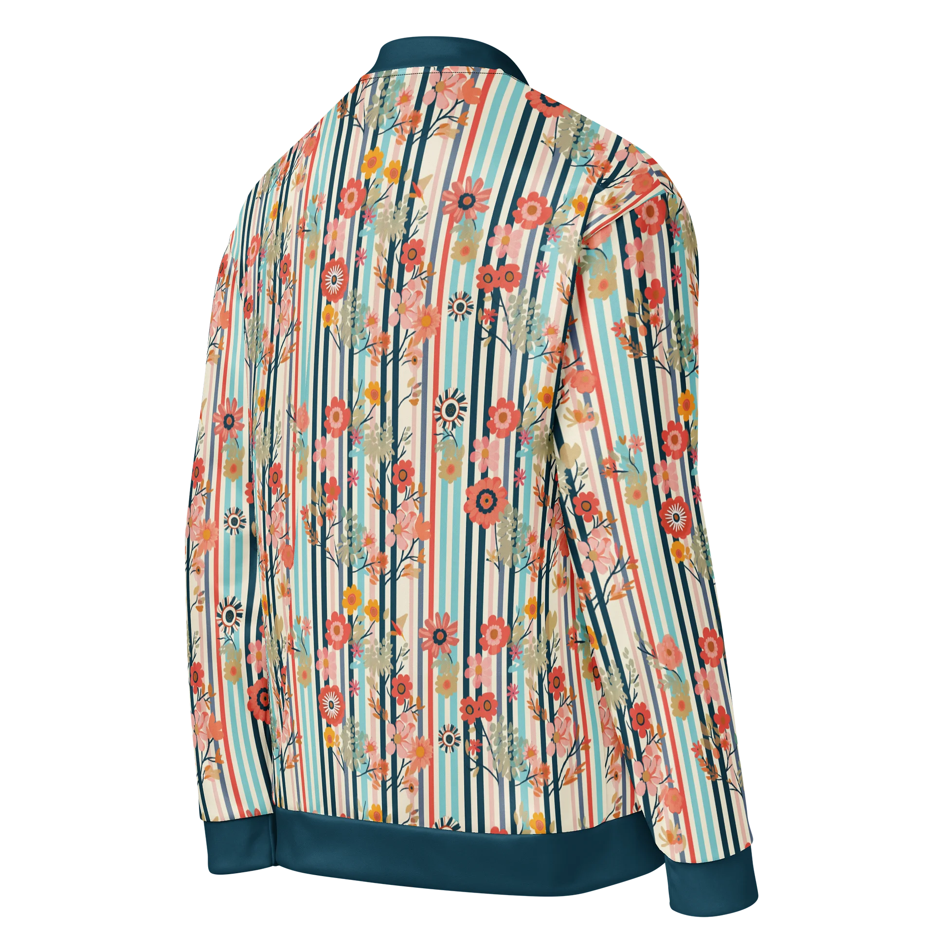 Eclectic Floral Stripe Bomber Jacket product image (4)