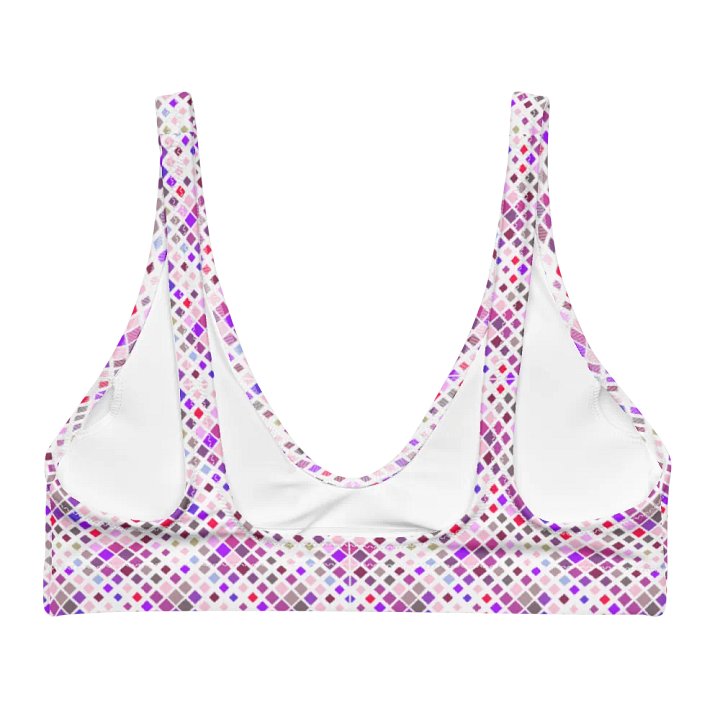 Colorful Square Pattern Design Padded Bikini Top - V1 product image (2)