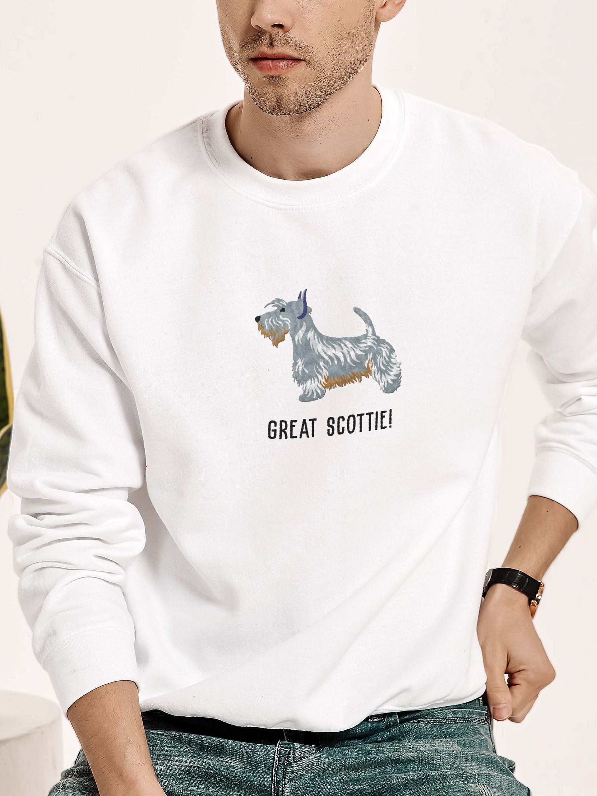Great Scottie! Sweatshirt (Embroidered) of a Scottish Terrier(Blue) product image (2)