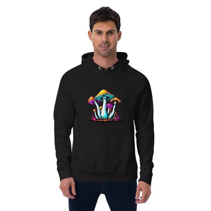 [Groovy Shrooms] Unisex Eco Raglan Hoodie product image (2)