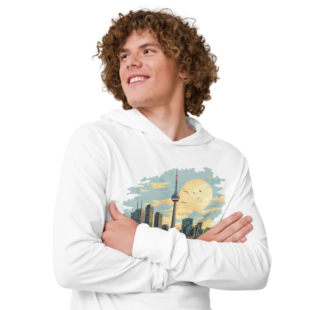 Toronto Vibes Unisex Hooded Tee – CN Tower Sunset product image (5)
