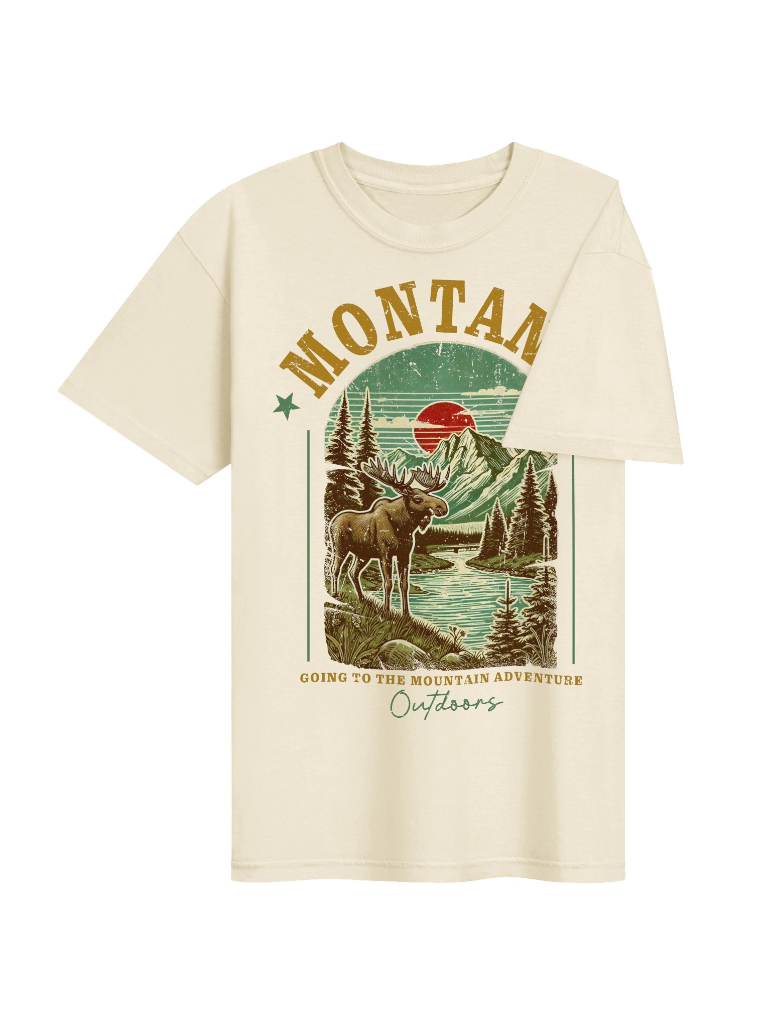 Montana Vintage Outdoors T-Shirt Retro Moose Mountain Graphic Tee product image (32)