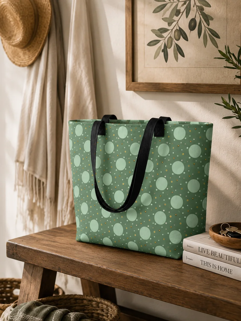 Olive Dot Delight Tote Bag product image (1)