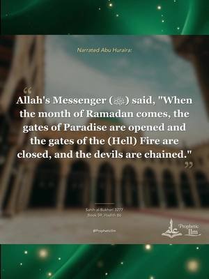 Ever feel your heart come alive in Ramadan? This blessed month is a divine chance to draw closer to Allah, free from the whispers that usually pull us away.  The Prophet Muhammad ﷺ said: “When the month of Ramadan comes, the gates of Paradise are opened, the gates of the Hellfire are closed, and the devils are chained.” (Sahih al-Bukhari 3277) This hadith reminds us that Ramadan opens the easiest path to forgiveness and faith. Don’t let these open gates pass you by—take one step closer to Jannah today. Follow for daily hadith reminders, and share this with someone who needs a boost of iman this Ramadan. #hadith #sunnah #ramadantok#sunnah#sunnahan 