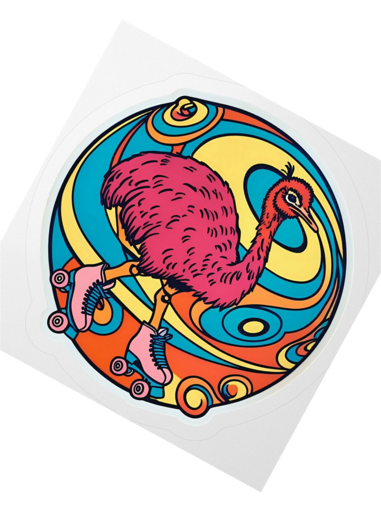 Psychedelic Emu Roller Skates Sticker product image (2)